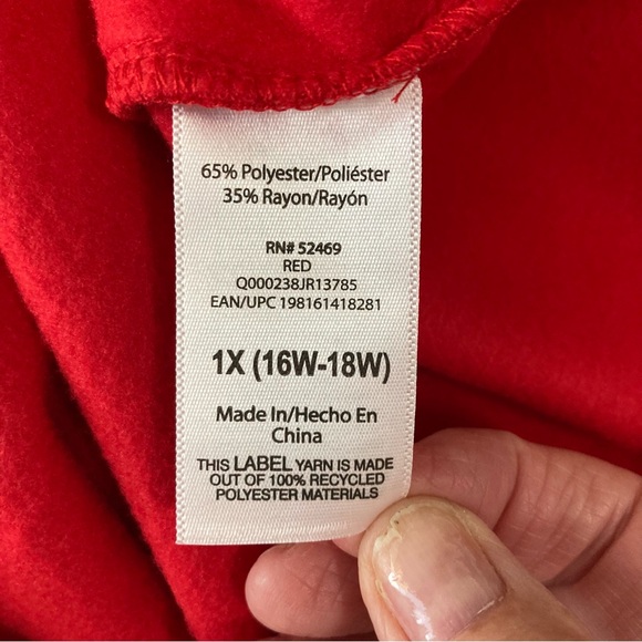 Red Holiday Christmas Tree Sweatshirt Size 1X - Picture 9 of 9